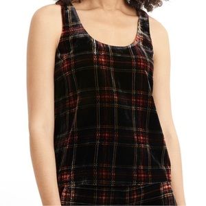 J Crew plaid velvet dressy tank top